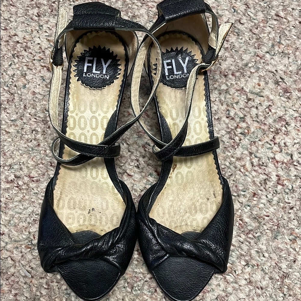 Fly London Black Heeled Sandals with Strappy Design - Picture 2 of 10